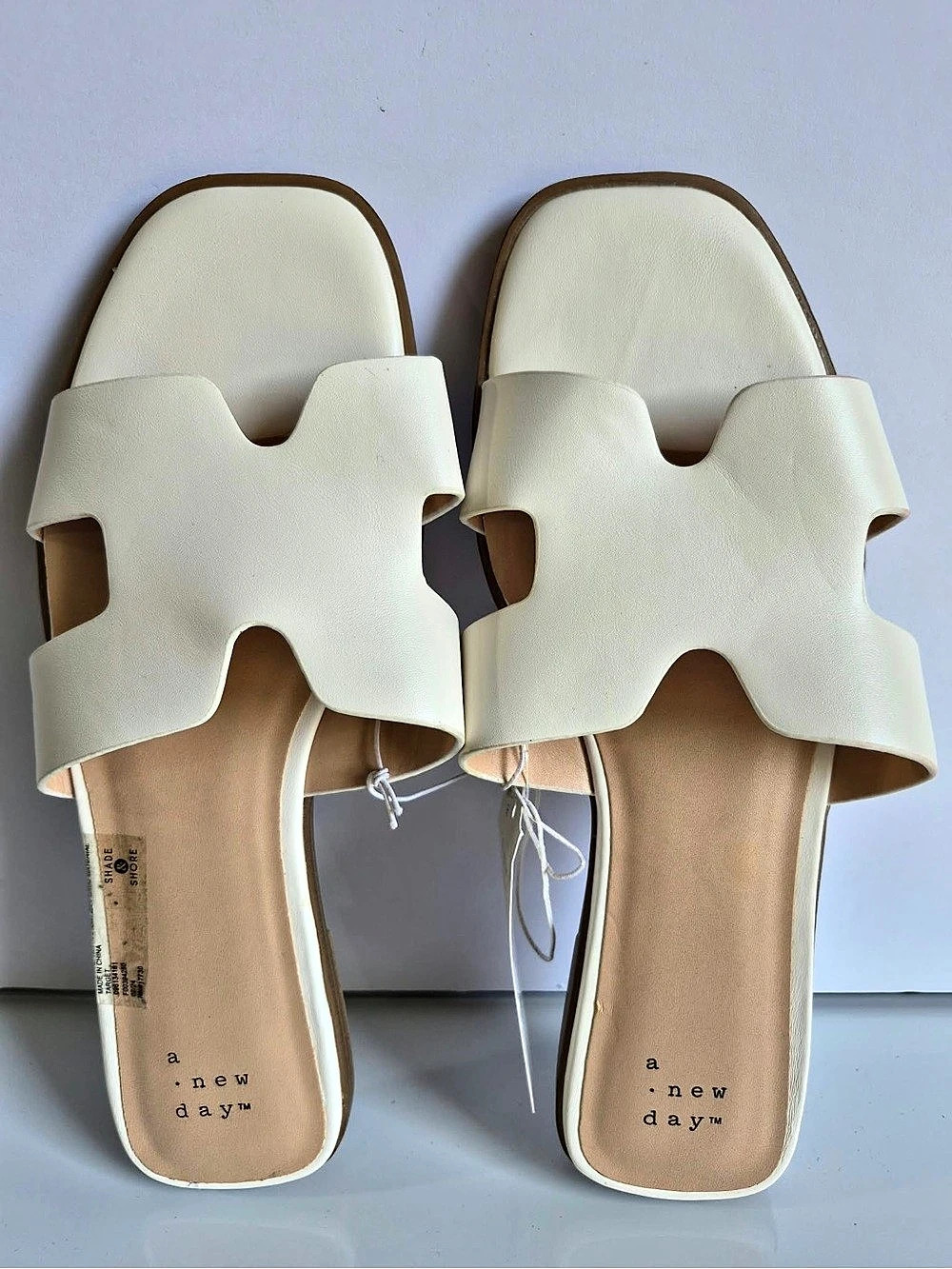 a new day Women's Fiona Slide Sandals White Slide Sandals